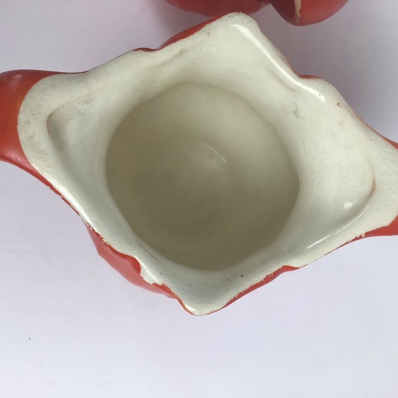 Vintage orange distressed sugar & creamer set - Picture 5 of 11